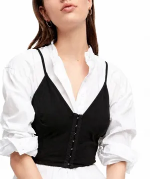 Intimately Vest Of All Free People Corset Crop Top Black Minimalist Edgy Size M thumbnail 1