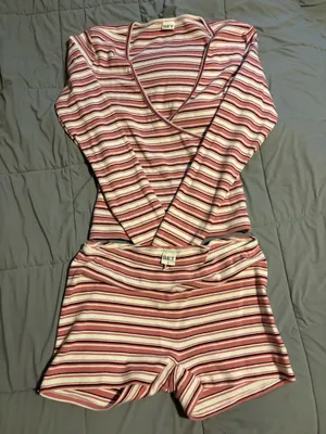x Parke STRIPE JERSEY STRIPE WRAP LONG SLEEVE/SHORTS - NEAPOLITAN thumbnail 1
