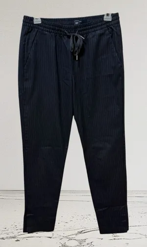 Gap Pinstripe Trousers Womens 0R Navy Blue‎ Excellent Drawstring Elastic Waist thumbnail 1