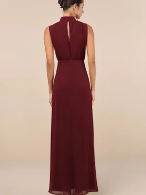 Lulu’s Plum Chiffon Sleeveless Mock Neck Maxi Dress NWT XL thumbnail 2