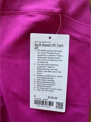 Lululemon Swift Speed High Rise 28” With Pockets Magenta Purple Size 6 NWT thumbnail 5