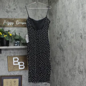 NWT B. Darlin Pearl-Embellished Bodycon Glitter Dress Black / White 13/14 thumbnail 5