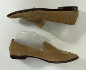 Frye Sz‎ 7.5 Loafer Suede Leather Kenzie Mic Stitch Pointed Toe Shoes Beige Tan thumbnail 1