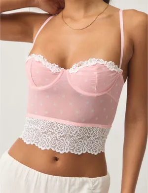 Urban Outfitters Out From Under Adrena Mesh + Lace Underwire Corset Cami thumbnail 1