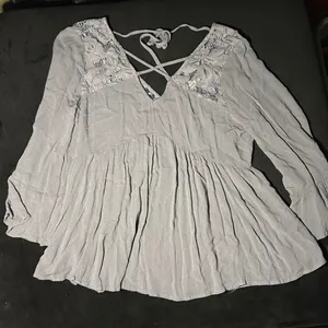 American Eagle Lace Periwinkle Long Sleeve Top Size S thumbnail 1