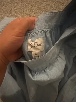 J. Crew Chambray 100% cotton balloon sleeve mini dress size medium thumbnail 2