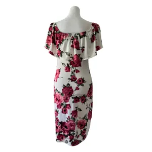 Vintage Y2K TMG White Floral Print Bodycon Mini Dress thumbnail 5