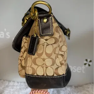 y2k COACH Black Brown Khaki Signature Legacy Flip Turnlock thumbnail 3