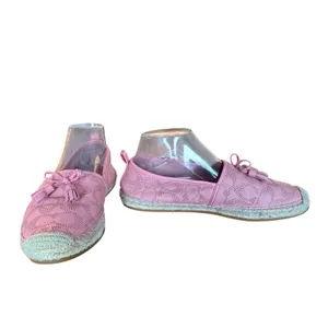 Coach Pink Perforated Leather Signature C Espadrille Flats with‎ Tassels thumbnail 2
