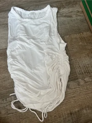 Wilfred White Sleeveless Ruched Side Tank Top thumbnail 4