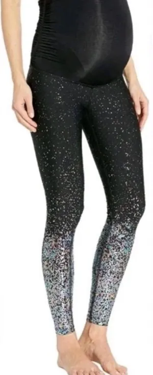Beyond Yoga Alloy Beyond The Bumpy Maternity Leggings Black‎ Silver XS thumbnail 1