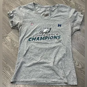 Women’s NFL Proline Small Gray Philadelphia Eagles V Neck Tee Shirt thumbnail 1