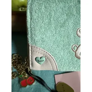 Juicy Couture Sugar Rush Large Zip Around Wallet Frosty Green Terry Cherry Charm thumbnail 5