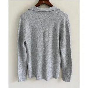 J.Crew Women's Extra-Soft Heather Gray Collared V-Neck Polo Sweater Sz S NWOT thumbnail 4