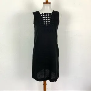 Another Place Black Sleeveless Shift Dress Boho Cutout Front Detail‎ Small Linen thumbnail 10