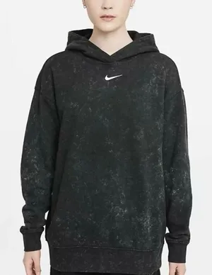 Nike Women's Grey/Black Acid Wash Hoodie thumbnail 1