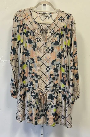 Sam & Lavi Los Angeles Geometric Pixel Print Mini Dress Long Sleeve XS Boho thumbnail 1