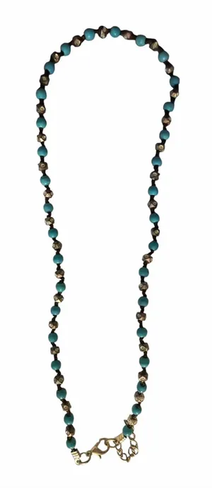 Vintage Turquoise Beaded Silver Accent Necklace - Women Jewelry thumbnail 1