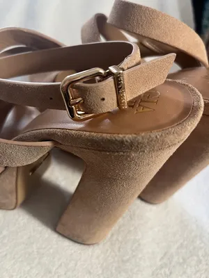 Gianni Bini Beige Suede Strappy Platform Sandal thumbnail 9