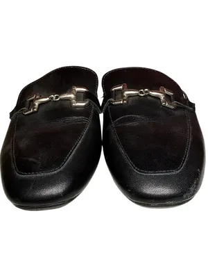 Black Leather Slip On Mule by Enzo Tesoti Classic Flat Loafer Size 39 thumbnail 2