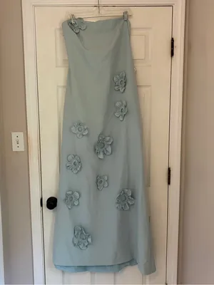 NWT!! Rene Ruiz Strapless Floral Appliqué Dress in Aqua Mint thumbnail 2