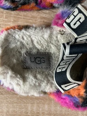 UGG Multicolor Faux Fur Slide Slippers in Cream, Pink & Orange thumbnail 2
