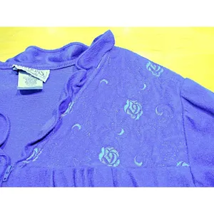 Vintage Womens 80s Basic Editions Intimates Front Zip Fleece Robe Blue Sz Medium thumbnail 7
