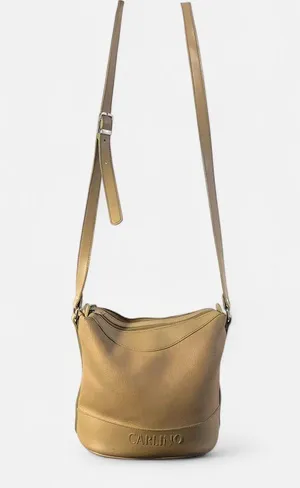 Vintage Carlino crossbody bucker hobo sling shoulder tote hand bag purse beige thumbnail 3