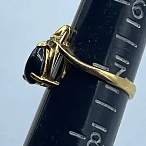 Vintage size 7 gold plated black onyx rhinestone ring. thumbnail 4