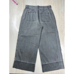 GAP Womens Size 4 Gray Wide Leg Crop High Rise Patch Pocket Denim Pants A36 thumbnail 6