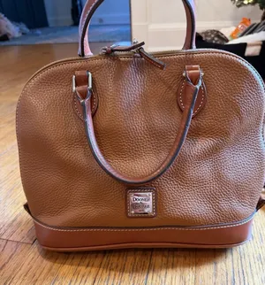 Dooney & Bourke Satchel Bag Womens Brown Pebbled Leather Zip Crossbody Purse thumbnail 1