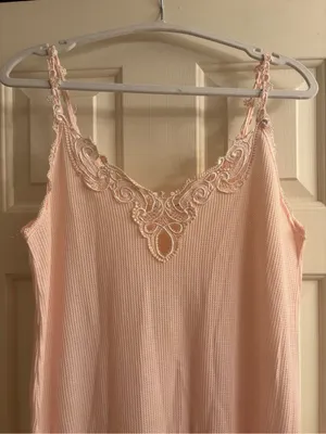 Victoria's Secret Pale Pink Lace-Trim Waffle Slip thumbnail 2