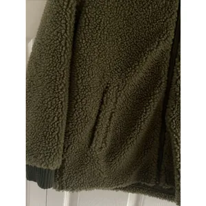 Abercrombie & Fitch Sherpa Bomber Jacket Womens Size XS Olive Green Teddy Fleece thumbnail 3