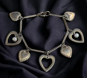 Vintage Gold Tone Hearts Charm Bracelet thumbnail 1