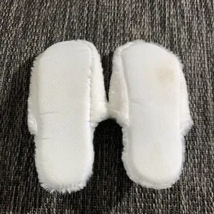 White Fluffy Slippers One Size NWOT thumbnail 2