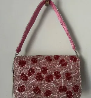viral beaded lollipop shoulder bag sequins hand made Pink thumbnail 1