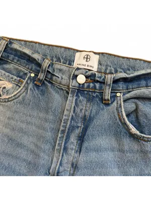 Anine Bing Lara Jean Distressed Button Fly Raw Hem Denim Women's Size 27 thumbnail 3