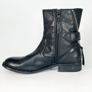 Aldo Black Leather Moto Motorcycle Buckle Ankle Boots Booties Women 7.5 thumbnail 6