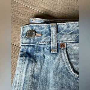 ZARA wide leg high waisted distressed light wash denim jeans thumbnail 4