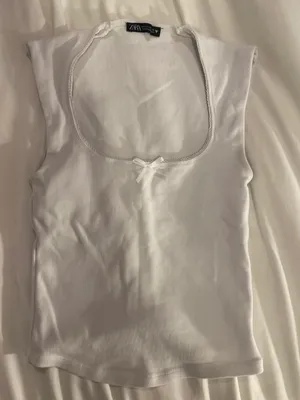 ZARA White Tank Top With Bow thumbnail 1