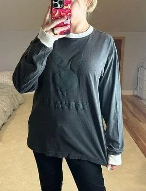 Playboy: Black and White Contrast Logo Long Sleeve thumbnail 1