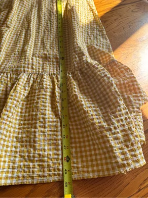 MNG‎ Womens Cotton Blend Check Print V-Neck Long Sleeve Maxi Dress Yellow Size 2 thumbnail 9