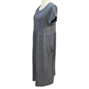 Universal Thread L Gray Slub Knit Midi Babydoll Dress Short Sleeve Pockets Soft thumbnail 3