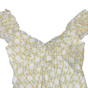 Urban Outfitters Audrey Mini Smocked Dress Daisy Floral SZ M Y2K Cowgirl Flirty thumbnail 3