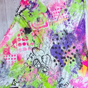 Inoah graffiti style white short sleeve unique hem shirt t shirt blouse large thumbnail 2