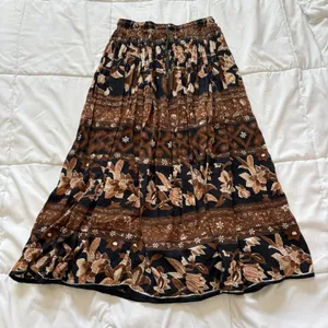 Vintage 90s Maxi Skirt Small Cotton Bohemian Fairy Whimsy Hippie Gypsy Brown Y2K thumbnail 1