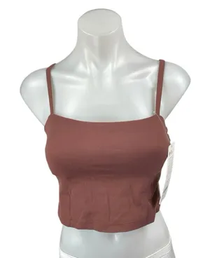 NEW Crz Yoga Brown Sleeveless Cami Camisole Tank Workout Athletic Crop Top Sz S thumbnail 1