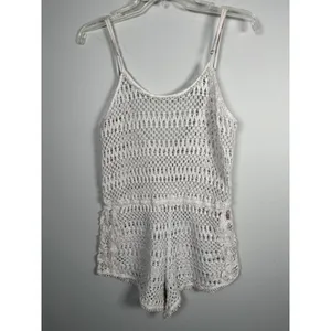 Victorias Secret Womens Medium Beach Cover Up Romper‎ Crochet Lace One Piece thumbnail 3