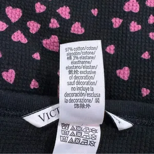Victoria’s Secret Waffle Knit Heart Thermal Long Sleeve Shirt Women’s Large thumbnail 2