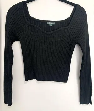 Cropped fitted black sweater. Women’s size XS. NWOT thumbnail 1